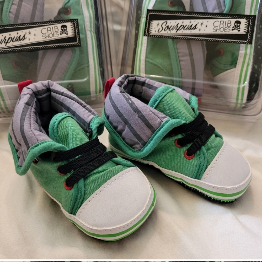 Sourpuss Frankenstein crib shoes